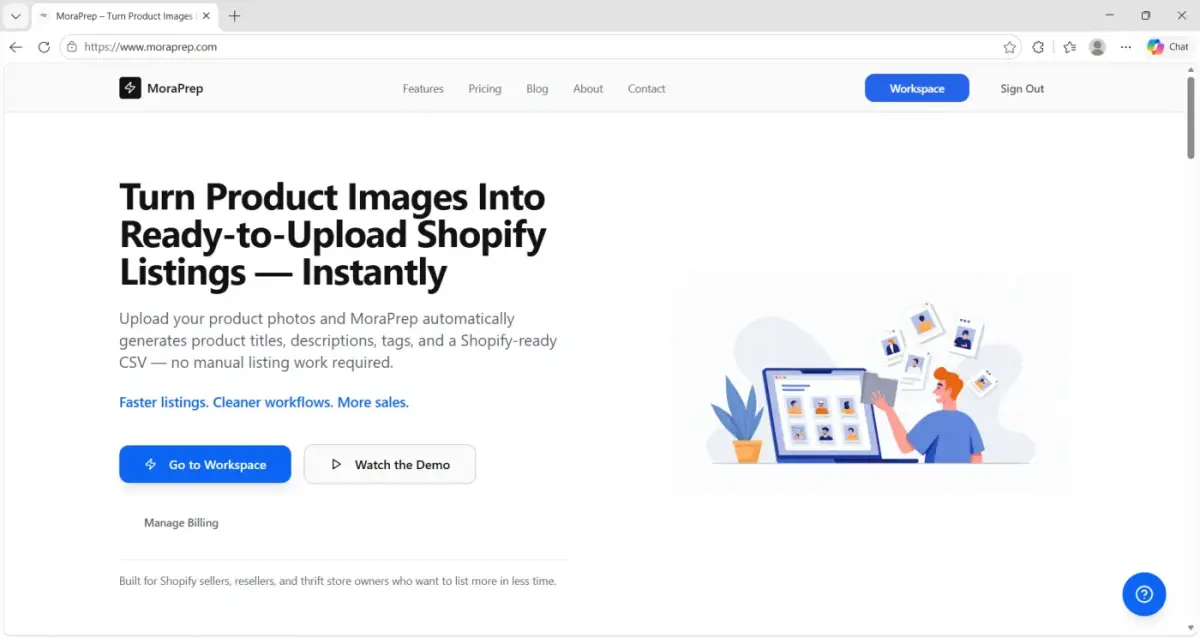 MoraPrep — Turn product images into ready-to-upload Shopify listings