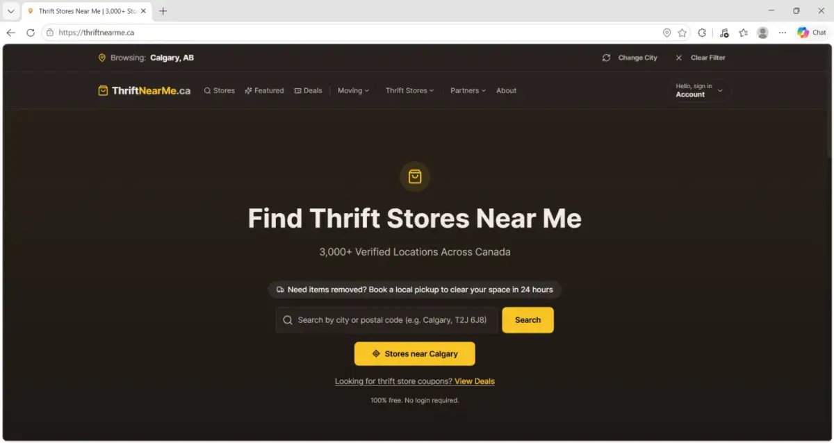 ThriftNearMe — 3,000+ verified thrift store locations across Canada